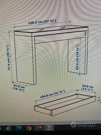 toeletta ikea con piano vetro temperato