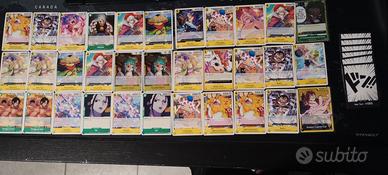 lotto carte One piece tcg giallo-verde-blu