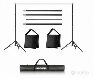 Kit supporto fondale fotografico3x2 m +telo bianco