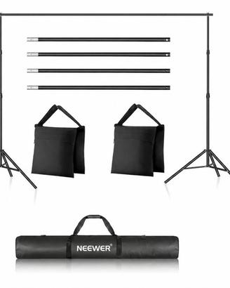 Kit supporto fondale fotografico3x2 m +telo bianco