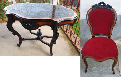 Tavolo e sedie del 1800