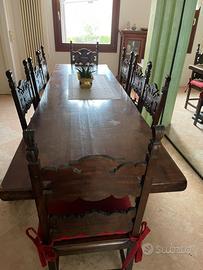SET COMPLETO 8 SEDIE ANTICHE IN NOCE