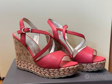 Sandali con Zeppa Apepazza Pelle Rossa