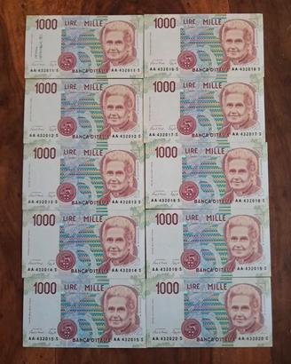 monete Banconote millelire Montessori Lotto