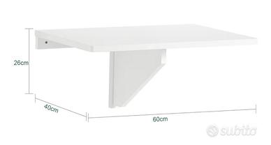Tavolo Pieghevole a Muro Nuovo 60x40 cm - 50kg Cap