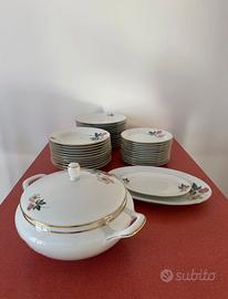 Servizio di piatti in porcellana bianca filo oro