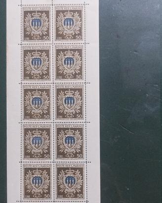 1945/1946 MINI FOGLIO SERIE STEMMI 50 LIRE