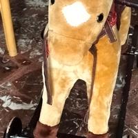 cavallino a dondolo e con ruote in legno/stoffa