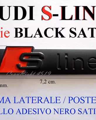 AUDI SLINE S S-LINE NERO Stemma Logo LATERALE DARK