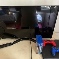 Playstation 4 slim con TV Hitachi 32 pollici