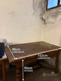 Tavolo antico in legno massello stile Fratino con