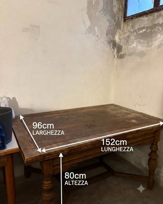 Tavolo antico in legno massello stile Fratino con
