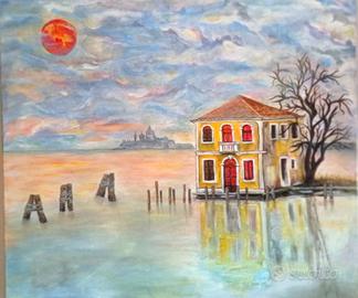 Dipinto acrilico su tela- Riflessi veneziani