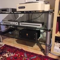 Tavolino / Rack Hi-Fi in alluminio e vetro