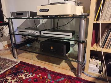 Tavolino / Rack Hi-Fi in alluminio e vetro