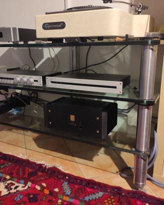 Tavolino / Rack Hi-Fi in alluminio e vetro