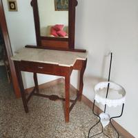 Consolle da ingresso con specchio in legno antico