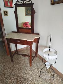 Consolle da ingresso con specchio in legno antico