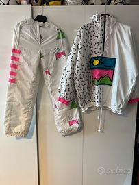 Tuta da scii rosa, verde, bianca