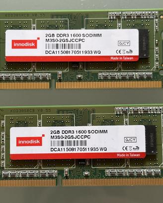 Scheda Ram DDR3 4Gb ( 2+2GB)  1600 Sodimm INNODISK