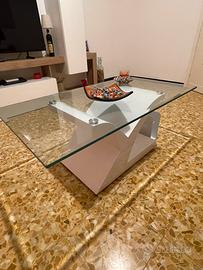 Tavolino salotto moderno - vetro base bianca