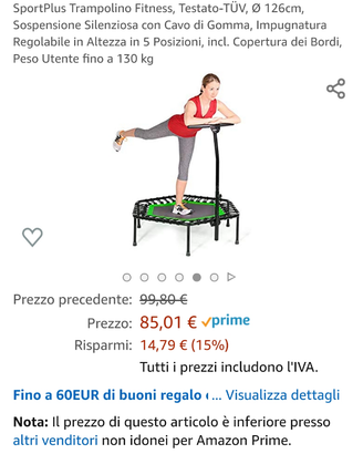 SportPlus Trampolino Fitness diametro 126cm