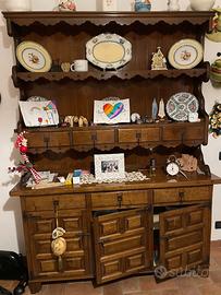 CREDENZA PIATTAIA SPAGNOLA CON SGABELLI