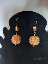 Orecchini Vintage Ambrato sfere intrecciate a mano