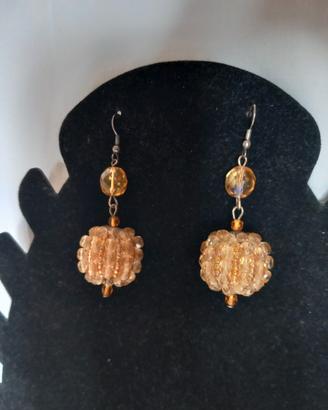 Orecchini Vintage Ambrato sfere intrecciate a mano