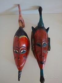 Coppia maschere africane Baule Goli, Costa d'Avor