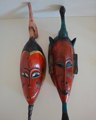 Coppia maschere africane Baule Goli, Costa d'Avor
