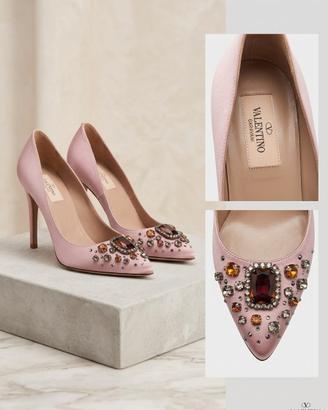 Décolletè Valentino Garavani in raso rosa