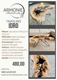 Tavolino in legno grezzo stagionato