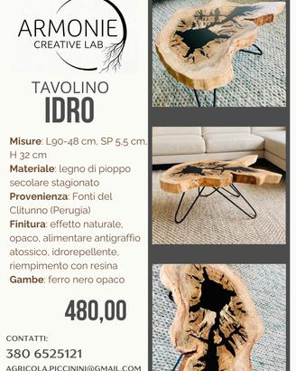 Tavolino in legno grezzo stagionato