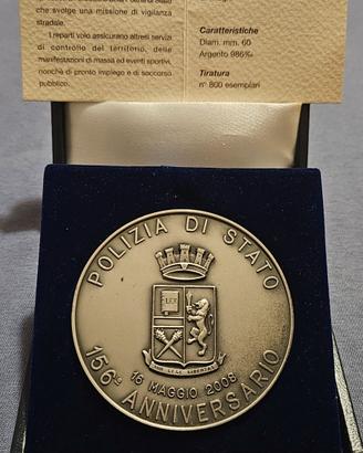 Medaglia Polizia di Stato 156° argento 986‰2008 
