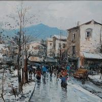 Dipinto olio su tavoletta di Ciro Canzanella. 