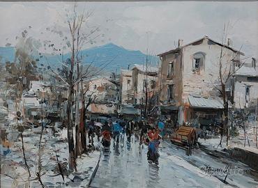 Dipinto olio su tavoletta di Ciro Canzanella. 