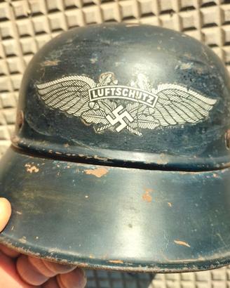 Elmetto tedesco Luftschutz WW2 con decal  completo