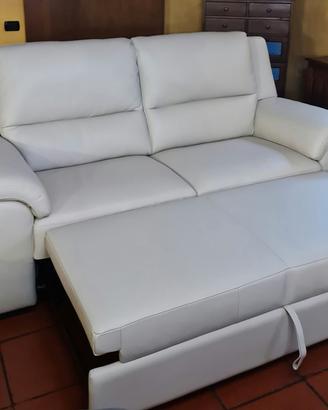 Poltrone Sofà Divano VERA PELLE Pouf Estraibile 