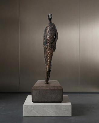 Scultura statuetta bronzo stile Giacometti h 16 cm