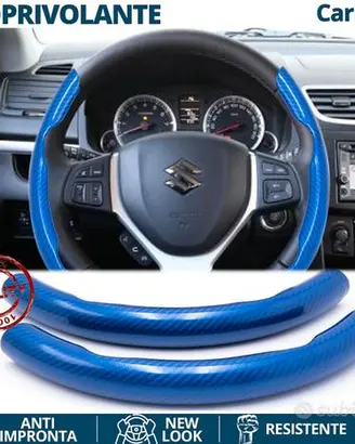 COPRIVOLANTE per SUZUKI Effetto FIBRA CARBONIO Blu