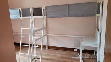Letto a soppalco IKEA VITVAL 90x200 con scrivania