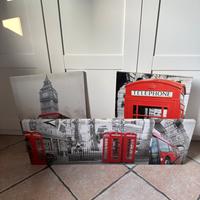 composizione di 3 tele a tema Londra