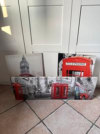 composizione di 3 tele a tema Londra