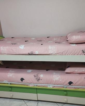 Letto doppio scorrev. Giessegi+rete (SMONTATO)