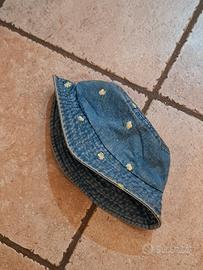 cappellino jeans cotone azzurro fiori ricami Zarac