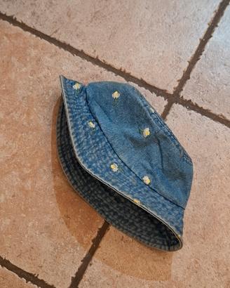 cappellino jeans cotone azzurro fiori ricami Zarac