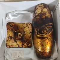 Vaso e piatto portaoggetti in vetro