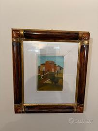 Olio su tela R Masi paesaggio toscano