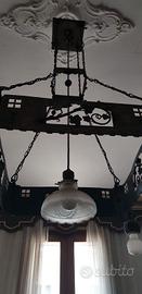 lampadario quadrato in ferro battuto